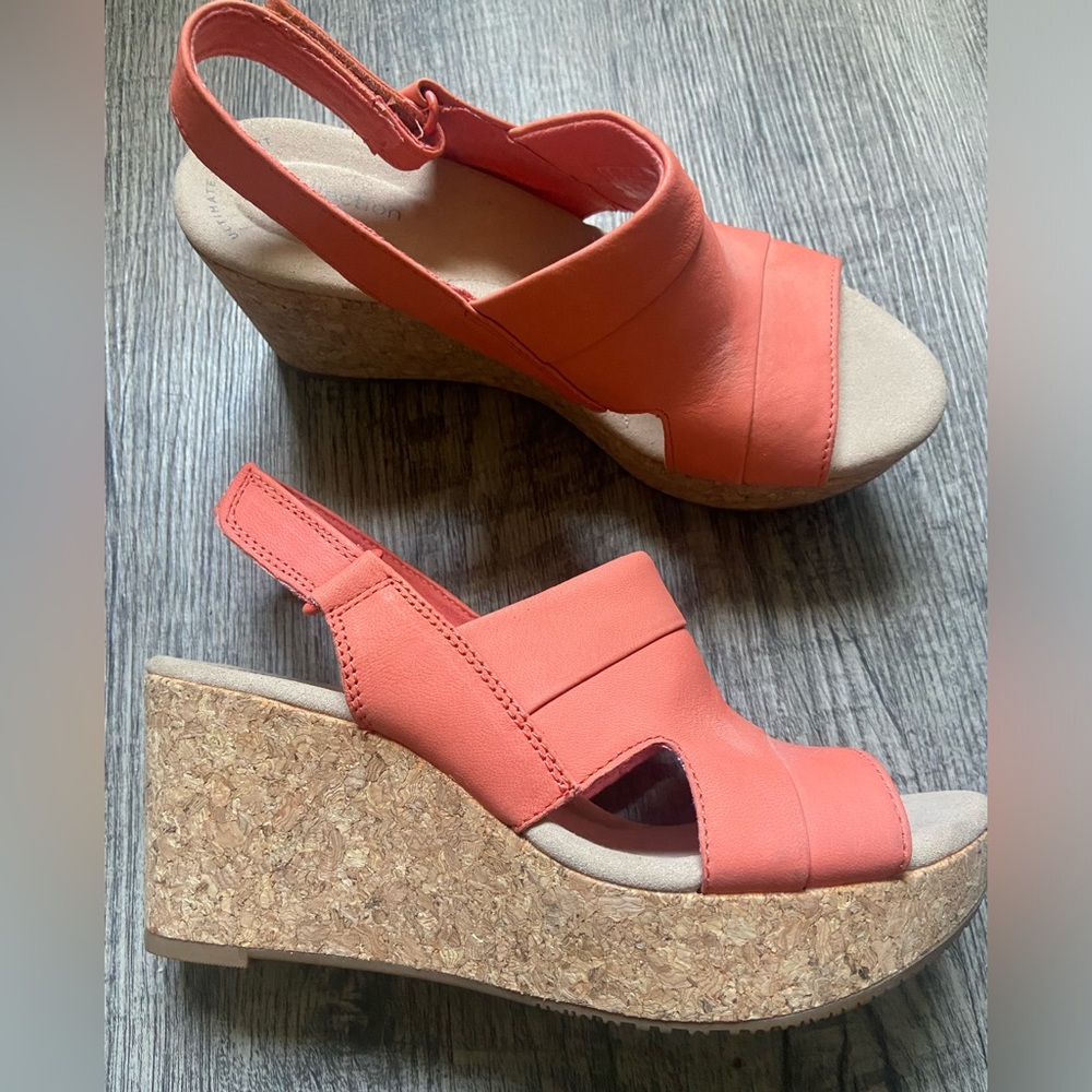 Clarks Womens Annadel Ivory Wedge Sandals